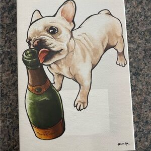 Oliver Gal French Bulldog with Champagne Canvas Art
